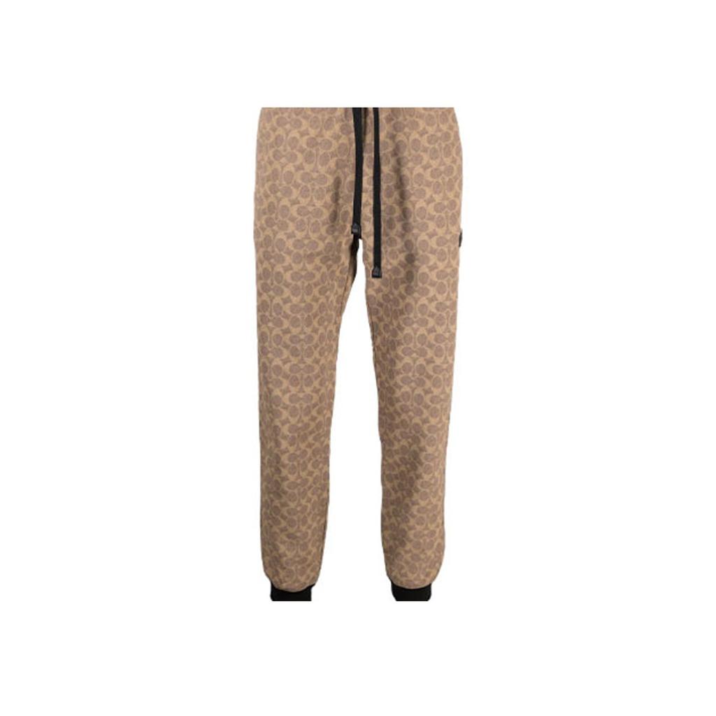 Coach Classic Logo Print Straight Leg Knit Sweatpants Men bottoms Beige C5761-RYU