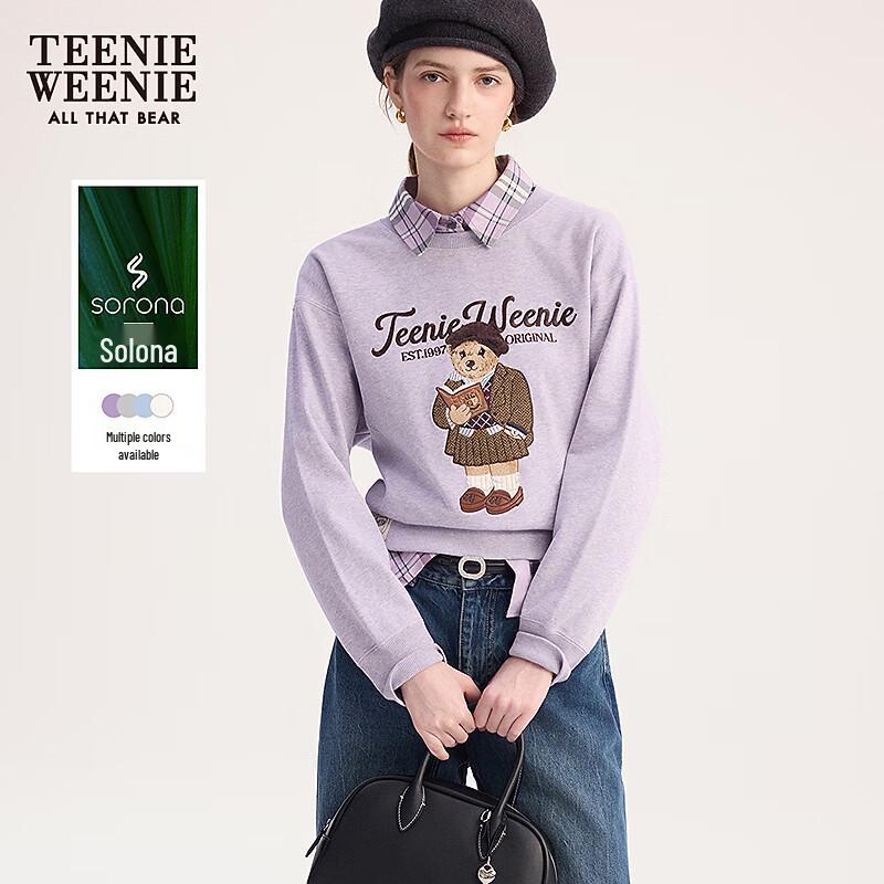 Teenie Weenie Women's Sorona Big Bear Embroidered Crew Neck Sweatshirt