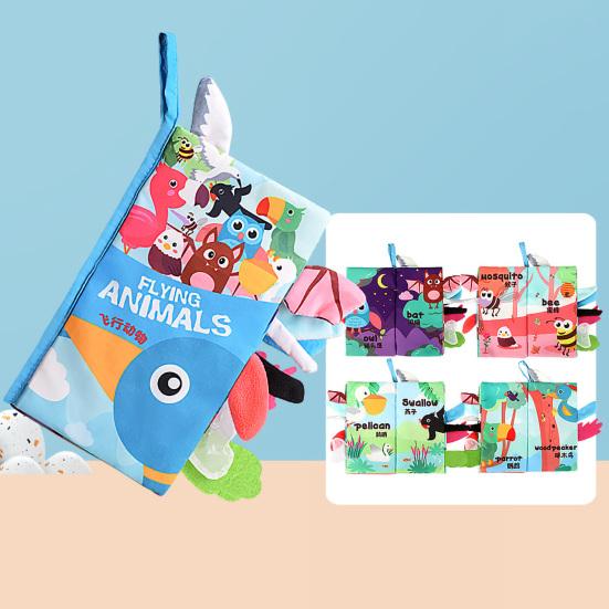 Eco-friendly Lion Tiger Brain Develop Cozy Touch Baby Toy Soft Tail Cloth Book for Aged 0-3 Rattle