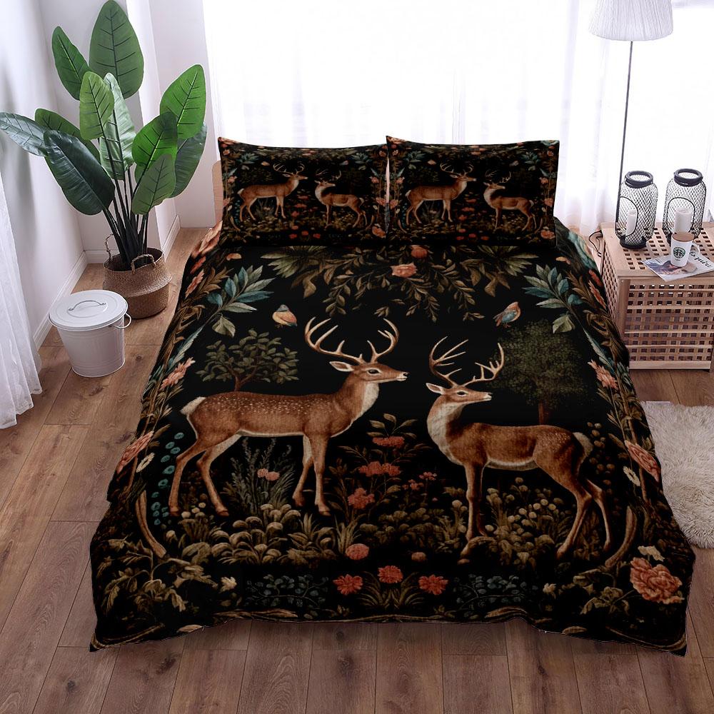 Wildtiere Hirsch Bettbezug Set EU Einzel Doppel King US Twin Full Queen Größe Bettwäsche Set