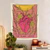 The Plant Lover Tarot Card Tapestry Flat Print Pink Anatomical Heart Wall Hanging Boho Botanical Decor for Bedroom Living Room