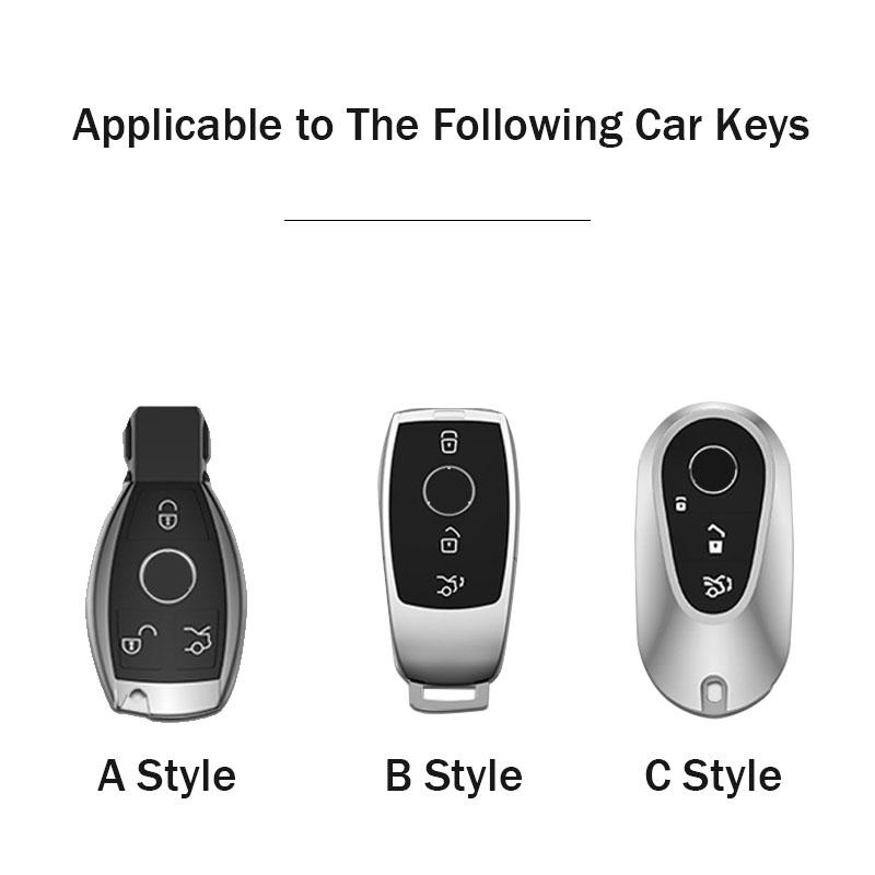 Alloy Wood Grain Pattern Car Key Cover for Mercedes Benz  A C E S G Class GLC CLE CLA GLB GLK GLS W206 W223 E300 C260 S450 S500
