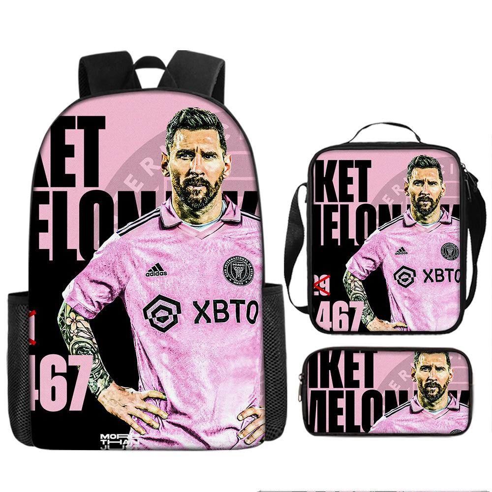 Football Schoolbag Three-Piece Backpack Pencil Bag Satchel Package Primary And Secondary School Students Schoolbag