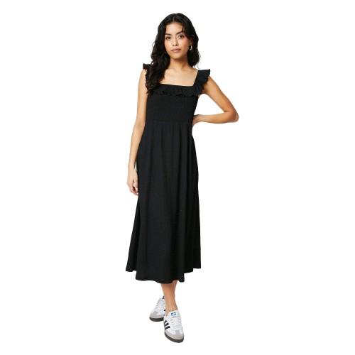 Dorothy Perkins Womens/Ladies Ruffled Shirred Petite Midi Dress 16 UK noir