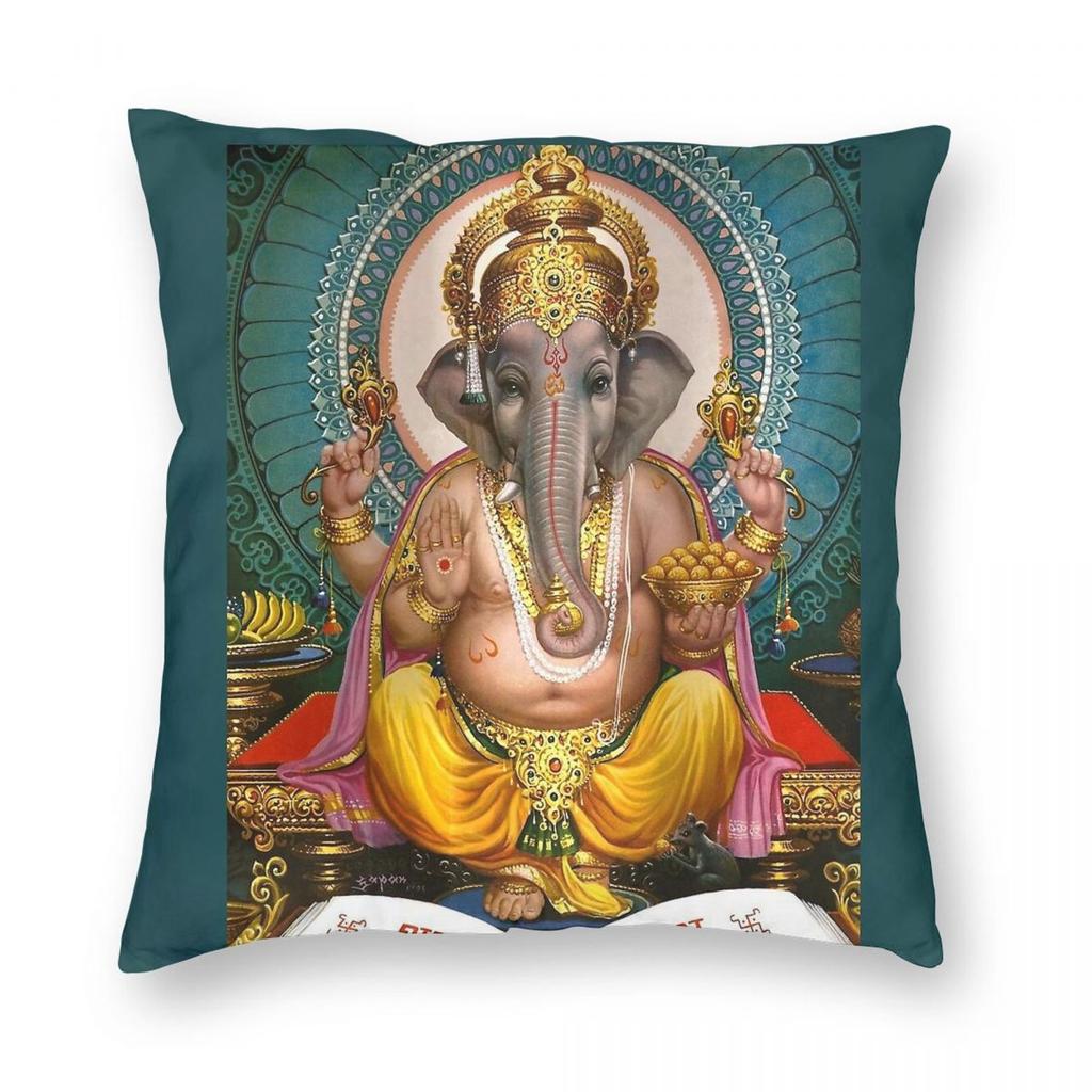 Lord Ganesha Indian Hindu Pillowcase Polyester Linen Velvet Creative Zip Decor Home Cushion Cover