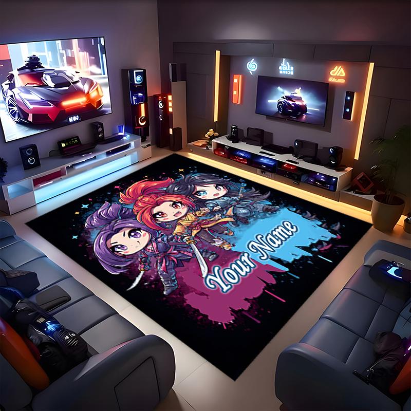 1PC Custom Name Fantasy Heroes Adventure Theme Floor Mat Ideal for Living Room, Game Rooms, Office, Bedroom, Office Floor Mat , Floor Mats for Home