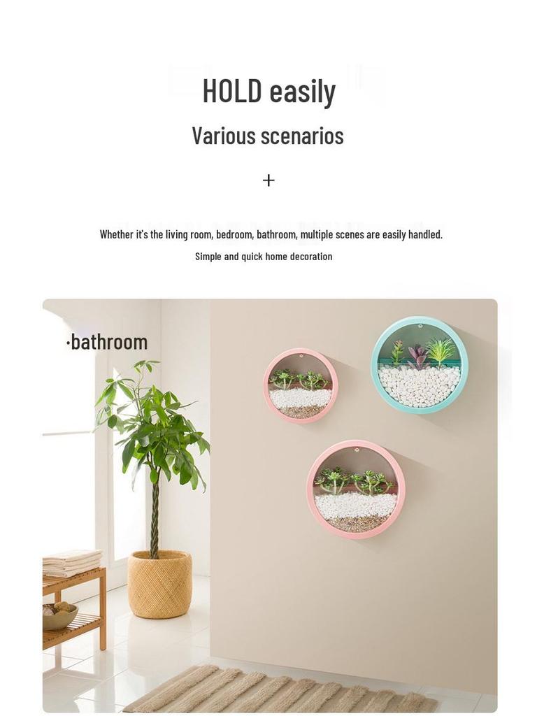 Nordic Wall-Mounted Round Pothos Planter: Creative Green Plant Decor & Fish Tank for Living Room