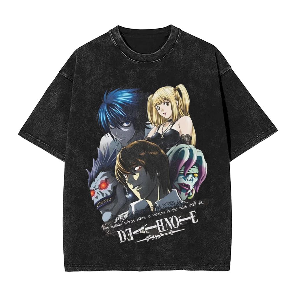 Manga DEATH NOTE T Shirts L Lawliet Graphic Print T-Shirts Washed Oversize Tshirt Short Sleeve Cotton Loose Comfortable Female Male Clothing