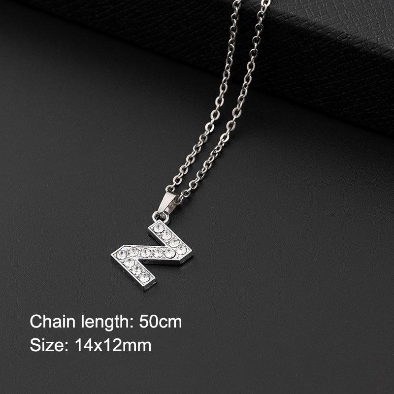 Women Shining Zircon A Z Letter Pendant Necklace 1Pcs Adjustable Clavicle Chain Personalized Jewelry for Birthday Present