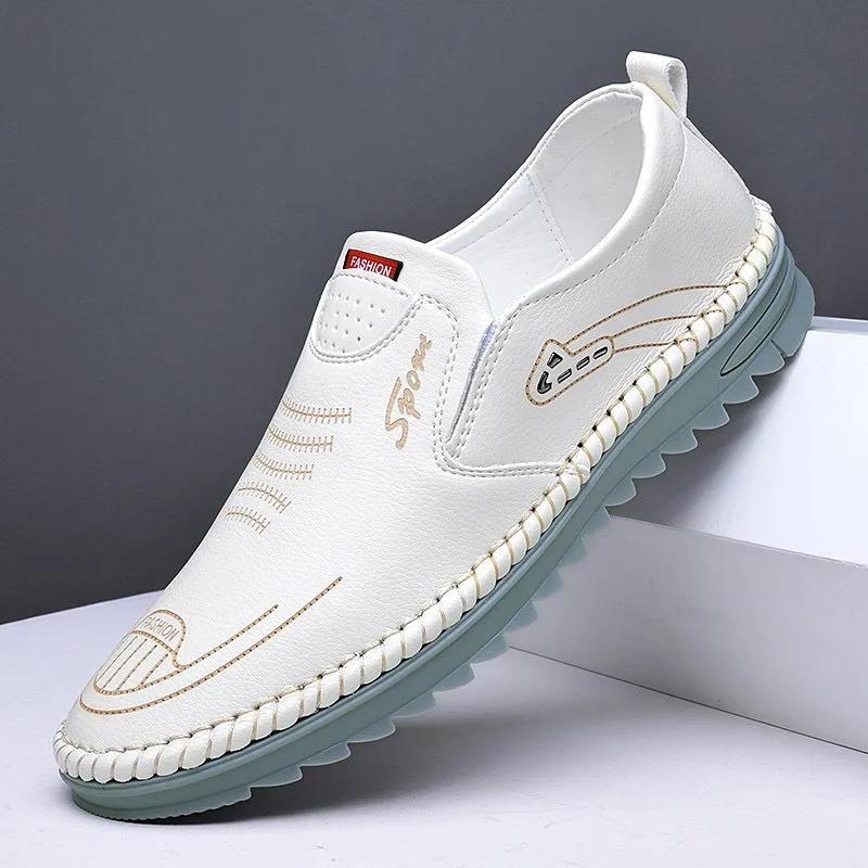 Men's Leather Shoes Fashion Soft Leather Casual Leather Shoes Wear Resistant Bean Shoes Men's Shoes