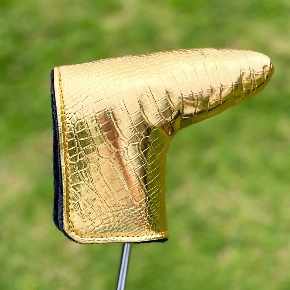 PU Leather Golf Putter Headcover Alligator Grain Pattern Putter Head Cover Golf Club Storage