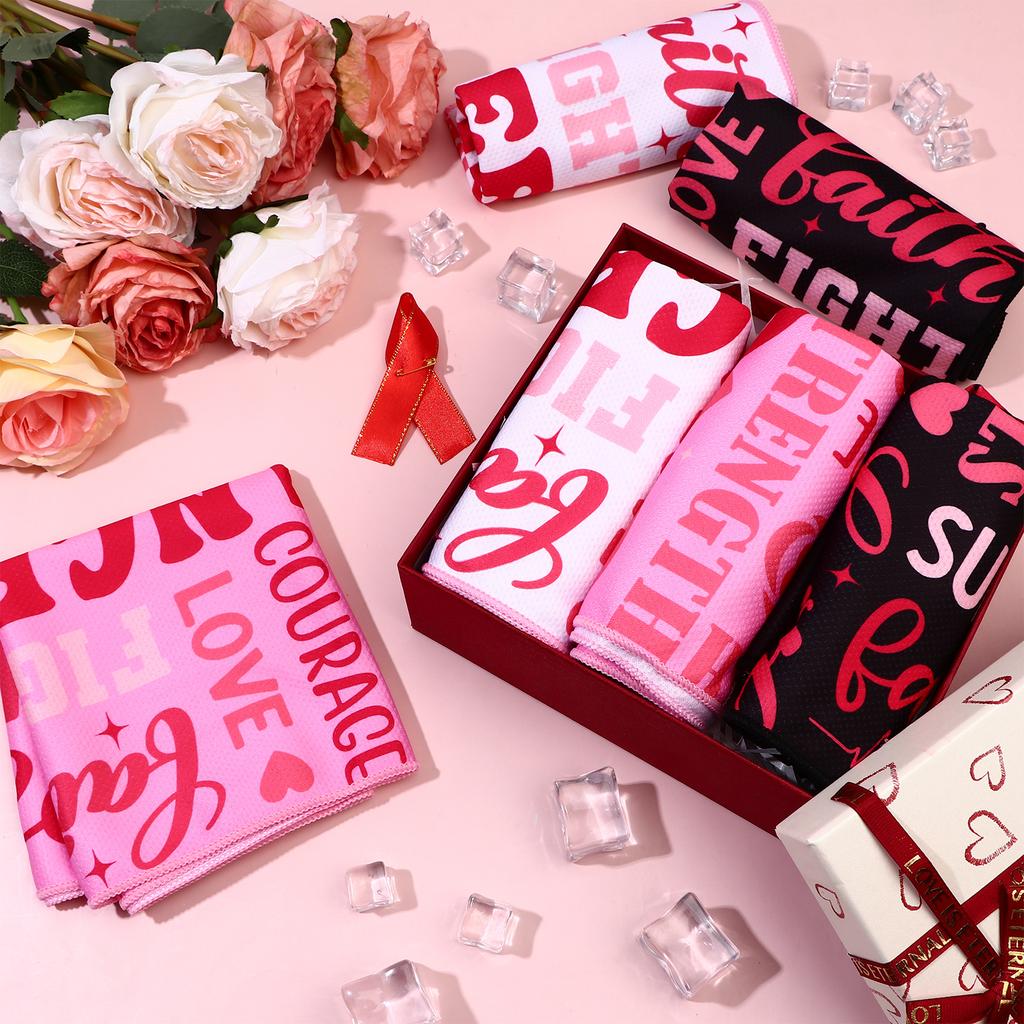 24 Pcs Breast Cancer Awareness Cooling Towel 40'' X 12'' Pink Ribbon Breathable Chilly Towel Soft Fast Drying Ice Towel Breast C