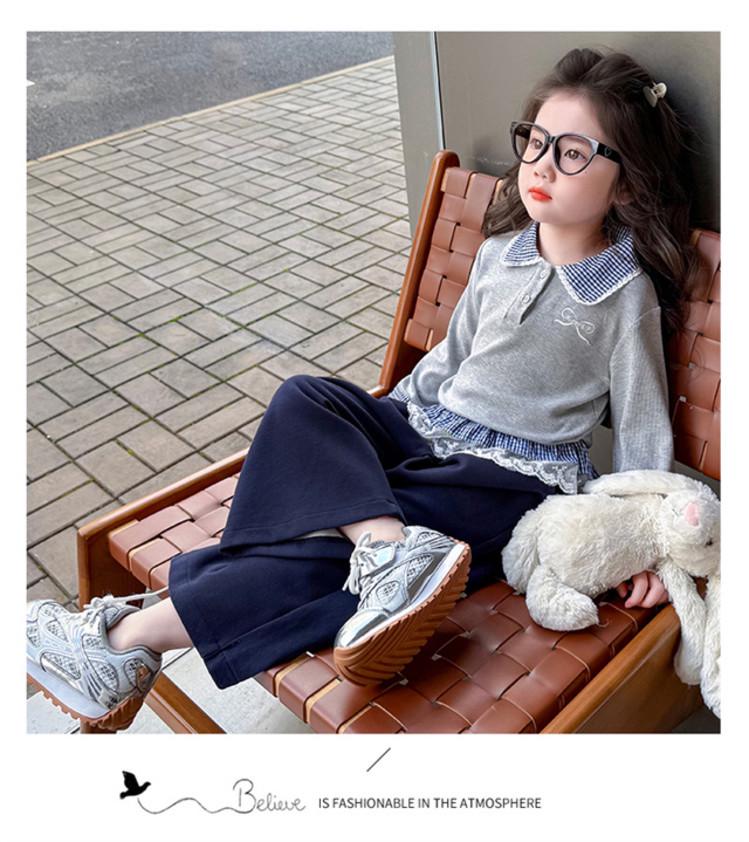 Meng Tang Tang Spring Girls' Color Block Bib Pants & Sweatshirt Set - Baby Korean Style Two-Piece.