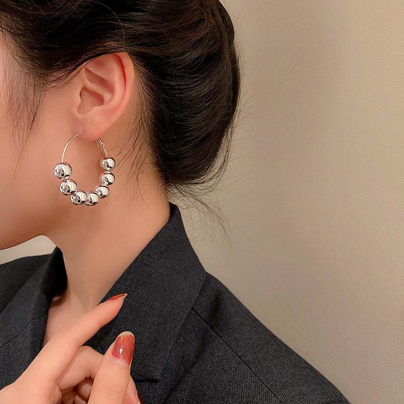 European and American Silver Needle Zircon Earrings: High-End, Versatile, Exaggerated Personality Design