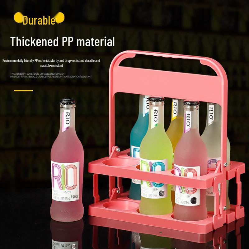 Compact Plastic Foldable Wine & Beverage Holder - 6-Bottle Capacity