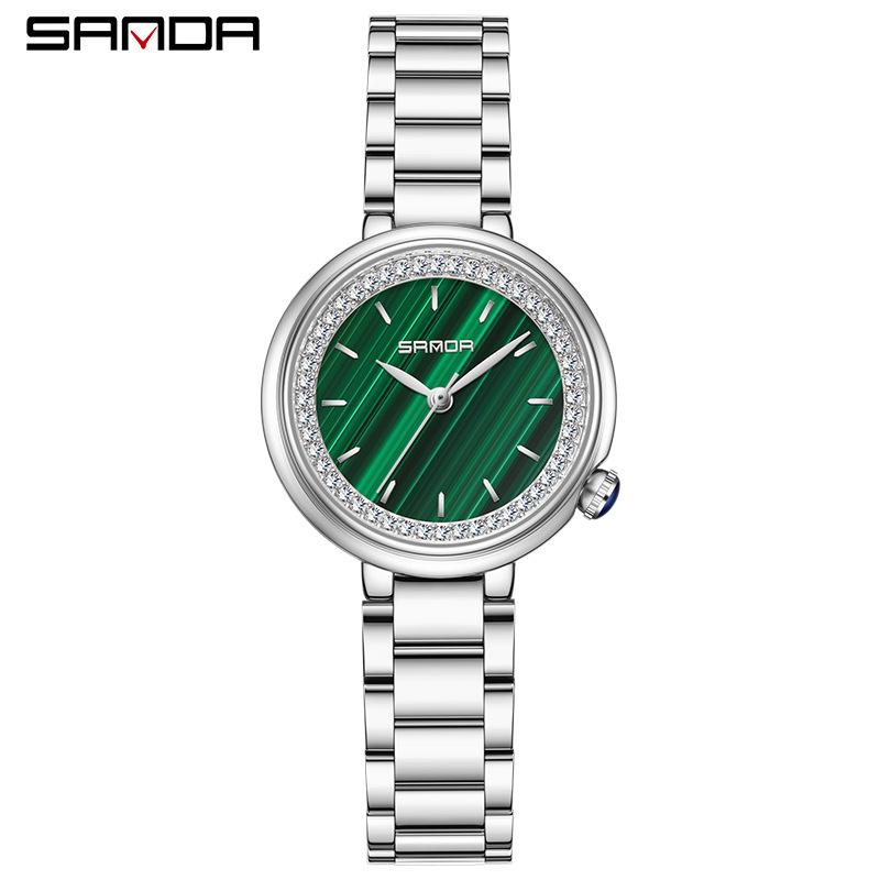 Sanda Women's Diamond-Studded Quartz Watch: Fashionable, Light Luxury, Versatile Steel Band 