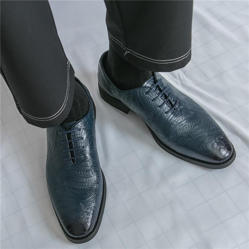 Fashion British Designer New Men's Blue  Lace Up Business Formal Oxford  Shoes Male Luxury Formal Wedding Prom Dress Homecoming Footwear