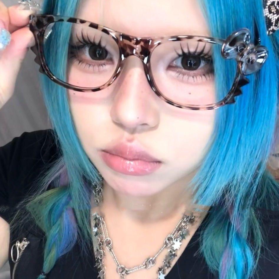 Vintage Leopard Eyeglasses Frame Retro Y2k Eyeglass Frames Anime Cosplay Decorative Accessories Without Lenses Fashion Girls Gifts