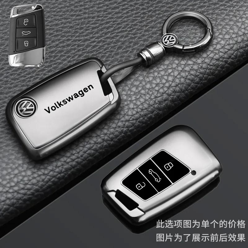 For VW Car Key Case Cover Fob Shell Keyring For VW Volkswagen Golf 7 MK7 Tiguan MK2 T-roc T-cross Auto Keyring Protector Acces
