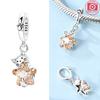 Pendentif Authentique en Cuivre Chat Ballon Rose Chien Animal Dauphin Perle Cœur Compatible Avec Bracelets Femmes Cadeau Saint-Valentin Bijoux
