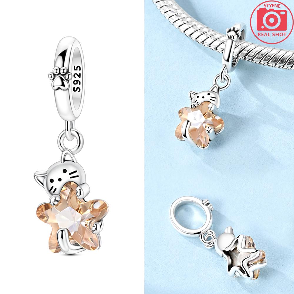 Pendentif Authentique en Cuivre Chat Ballon Rose Chien Animal Dauphin Perle Cœur Compatible Avec Bracelets Femmes Cadeau Saint-Valentin Bijoux