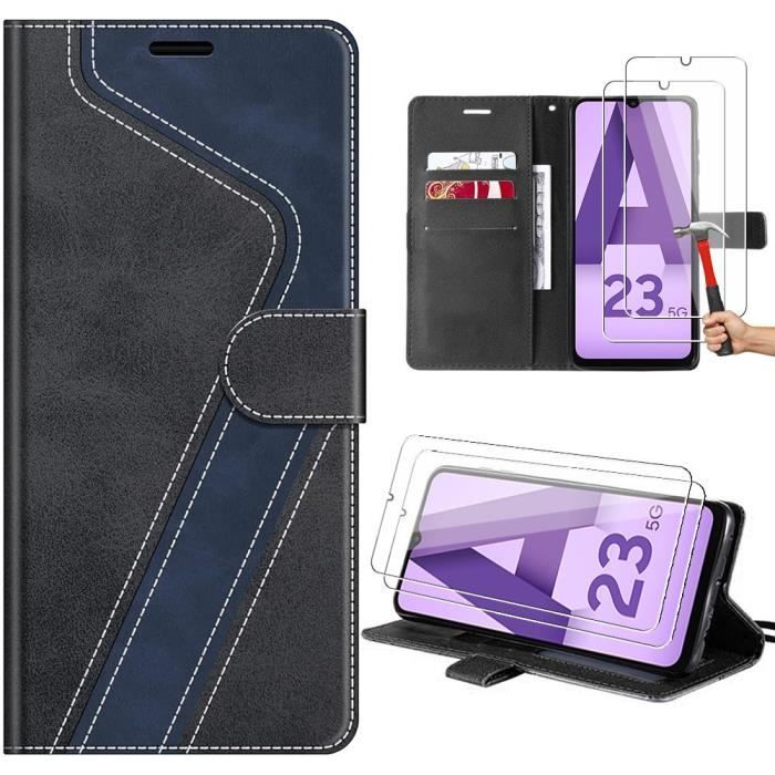 Coque de protection - samsung - galaxy a23 5g - cuir pu - motif epissée - noir