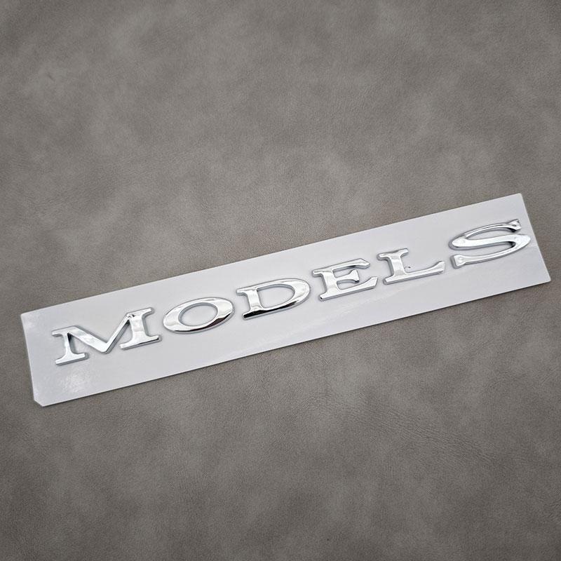 1PC 3D ABS Letters ModelS Logo Chrome Black Emblem Red Badge Car Rear Trunk Stickers Decals For Tesla Model S Auto Accessories