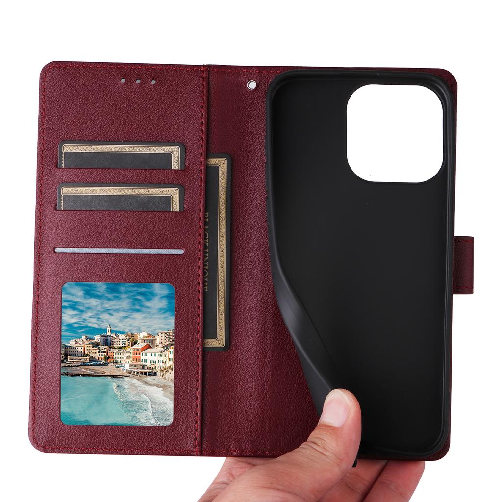For iPhone 16 Pro Max Wallet Case 3 Card Slots Slim-Fit PU Leather Stand Phone Cover