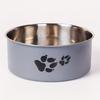 Stainless Steel Dog Bowl Paw Print Dog Feeder Bowl Easy To Clean Non-Slip Dog Water Drinking Basin