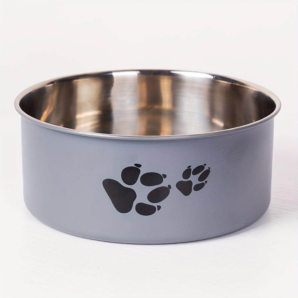 Stainless Steel Dog Bowl Paw Print Dog Feeder Bowl Easy To Clean Non-Slip Dog Water Drinking Basin