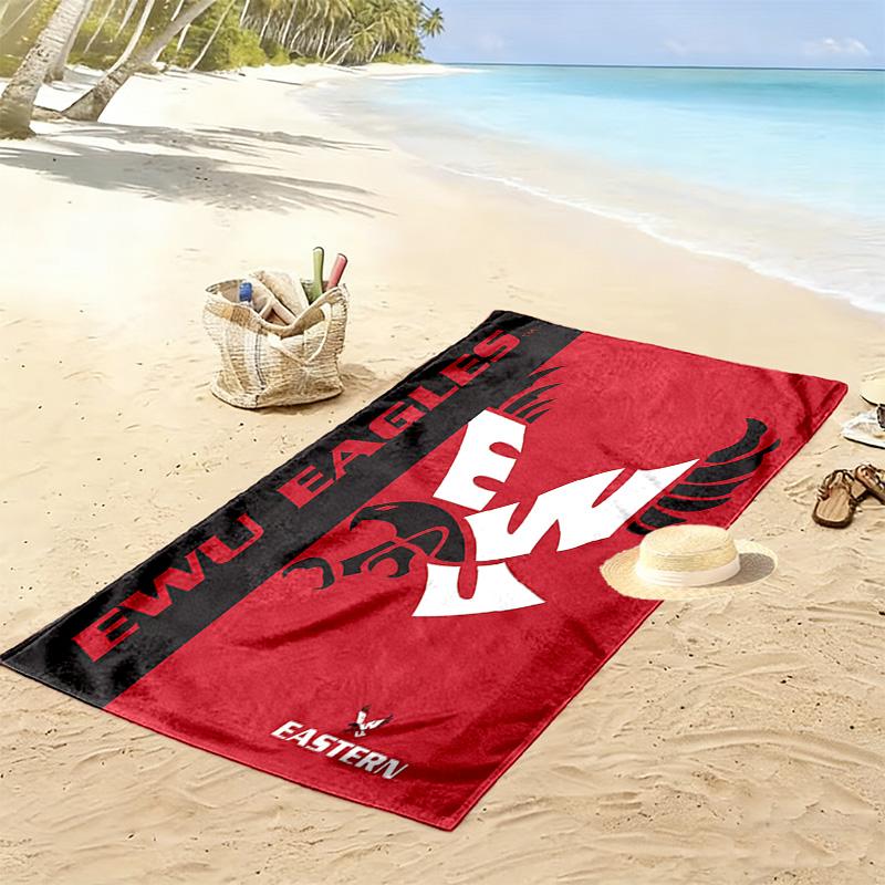Eastern Washington Eagles Print Beach Towel, Large Soft Quick Dry Towel for Beach Camping Swimming