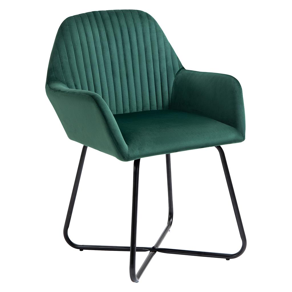 Modern Arm Chair Upholstered Accent Chair with Metal Base for Living Room Green