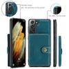 For Samsung Galaxy S22+ 5G Case JEEHOOD J01 Retro Leather Phone Back Cover with Detachable Magnetic Card Holder