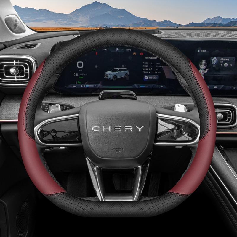 Car Steering Wheel Cover,For Chery Tiggo 9 C-DM 2025 2026 Ultra Thin Leather Anti Slip Decorative Frame Protective Accessories