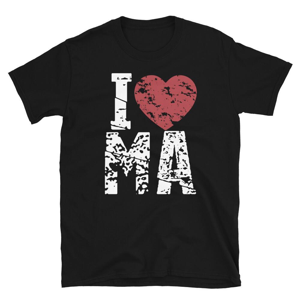 I Love MA State Of Massachusetts Design Unisex T-Shirt