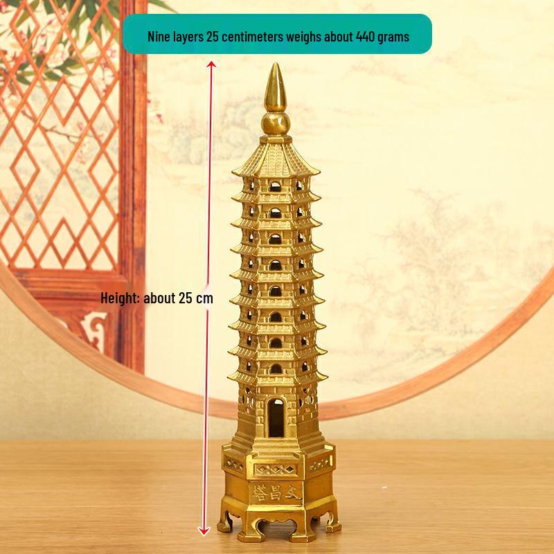 Miedziana ozdoba Pagody Wenchang: Duży, 7-13 warstwowy chiński buddyjski wystrój do domu i świątyni