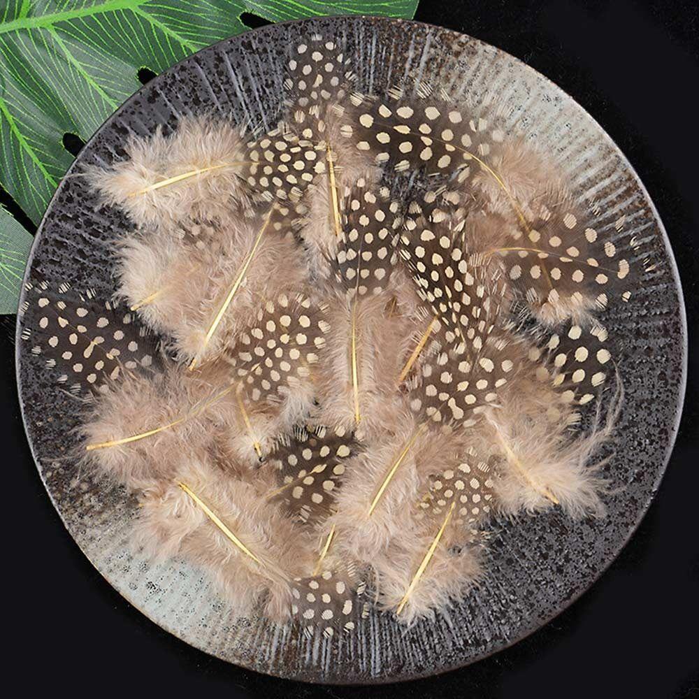 50pcs Small Size Natural Feathers Natural Color Spotted Pattern Fowl Feathers Multicolo Real Plumes Spotted Feathers