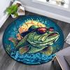 Bass Fish Round Area Rug,Carpet Rug for Living Room Bedroom Sofa Playroom Decor,Non-slip Floor Mat