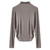 Womens Modal Long Sleeve T-Shirt Half Turtleneck Slim Fit Base Layer Top Solid Color Comfortable Casual