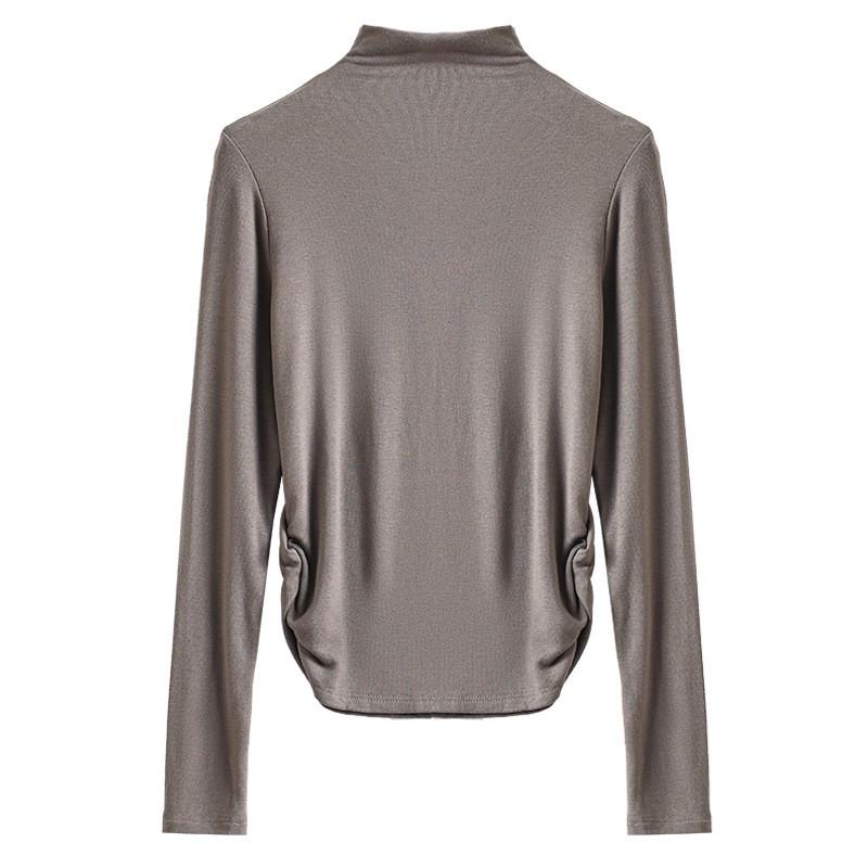 Womens Modal Long Sleeve T-Shirt Half Turtleneck Slim Fit Base Layer Top Solid Color Comfortable Casual