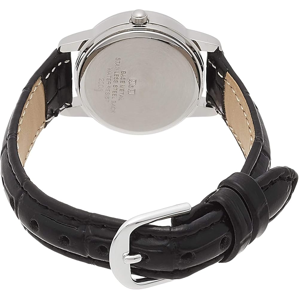 Citizen Q&Q Analog Waterproof Watch with Date and Day Leather Strap A207-504 for Women White