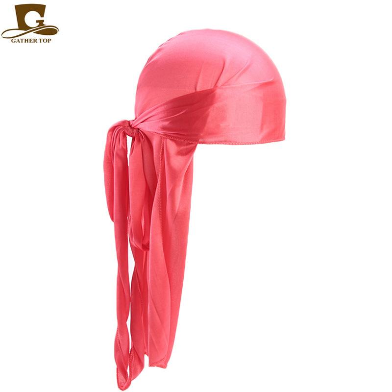 Male and Female Imitation Silk Long Tail Headscarf Hat Pirate Hat Hip Hop Headscarf Hat Silky Durag TJM-C