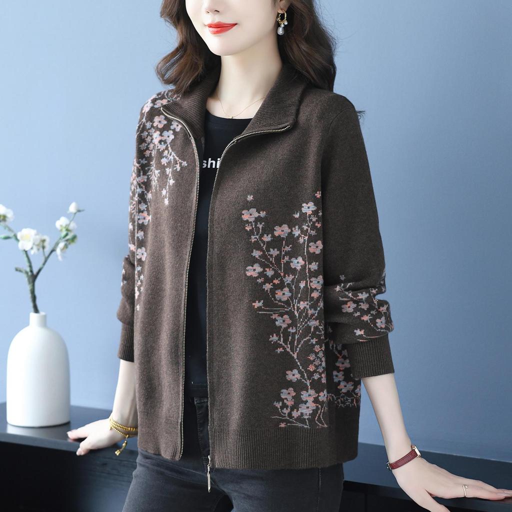 New Autumn and Winter Printed Jacquard Knitted Fashionable and Youthful Sweater for Women's Trendy Coat
