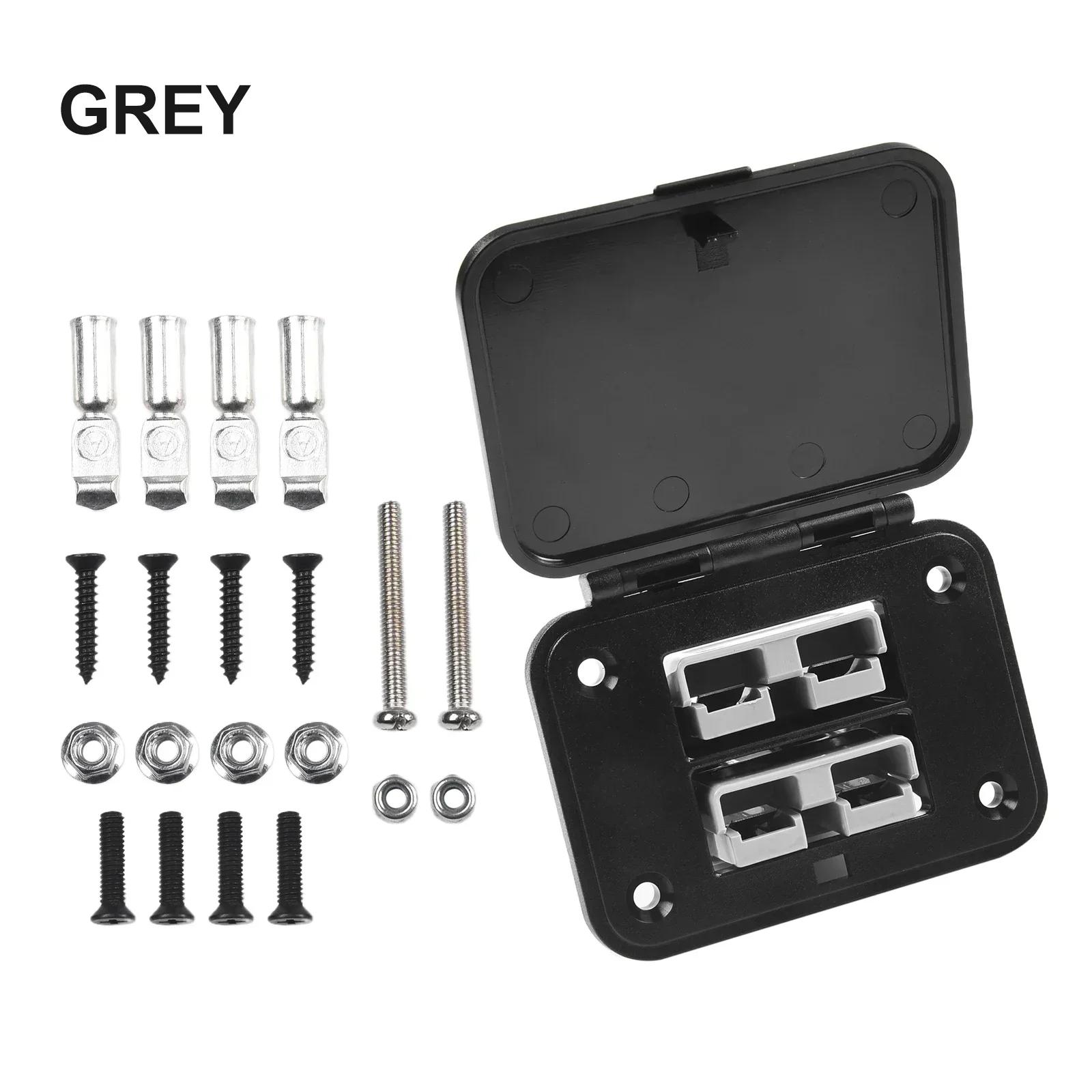 

1 Set 50A 600V Twin Dual Flush Mount Bracket Panel Cover For Anderson Plug Power Cable Connection For Caravan Boat Truck Parts сірий