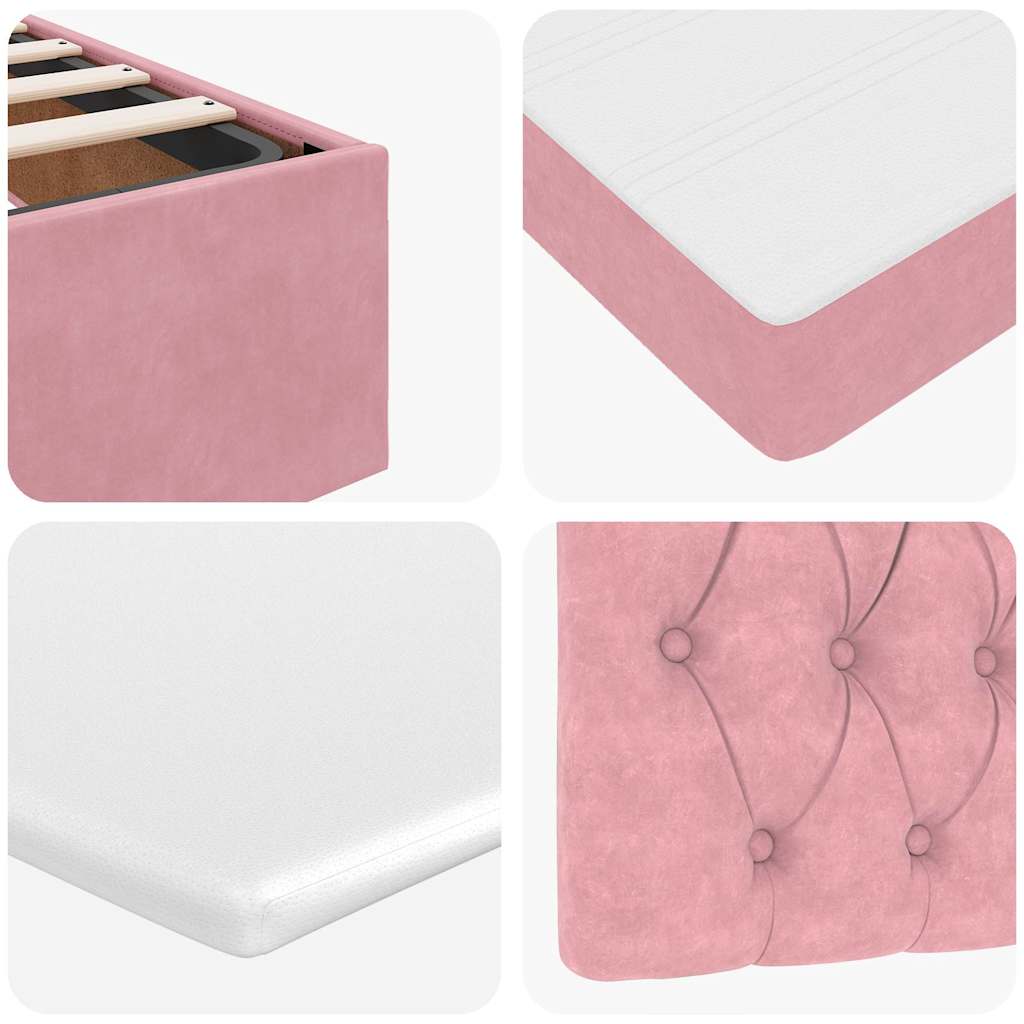 Ottoman Bed with Mattress Pink 140x190 Cm Velvet