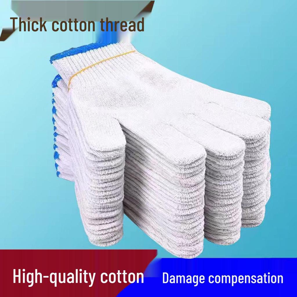 Durable Wear-Resistant Nylon Labor Gloves - Thickened Cotton Liners for Machinery & Construction, Unisex