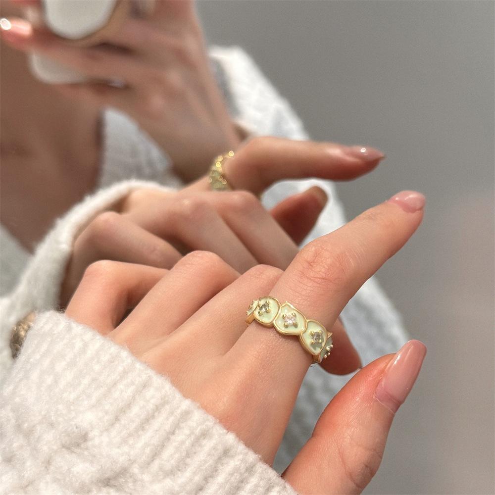 Color Enamel Fritillary Butterfly Ring Women's Open Index Finger Ring New Products