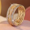 Luxury Inlaid White CZ Women's Ring Retro Two Color Geometry Daily Wear Party Jewelry Anniversary Gift