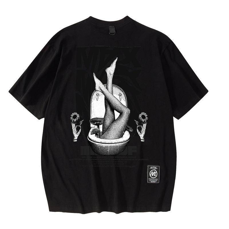 European And American Trend Short-Sleeved T-Shirt For Men And Women Couples Oversize Hip-Hop High Street Half-Sleeved Tee Shirt Base