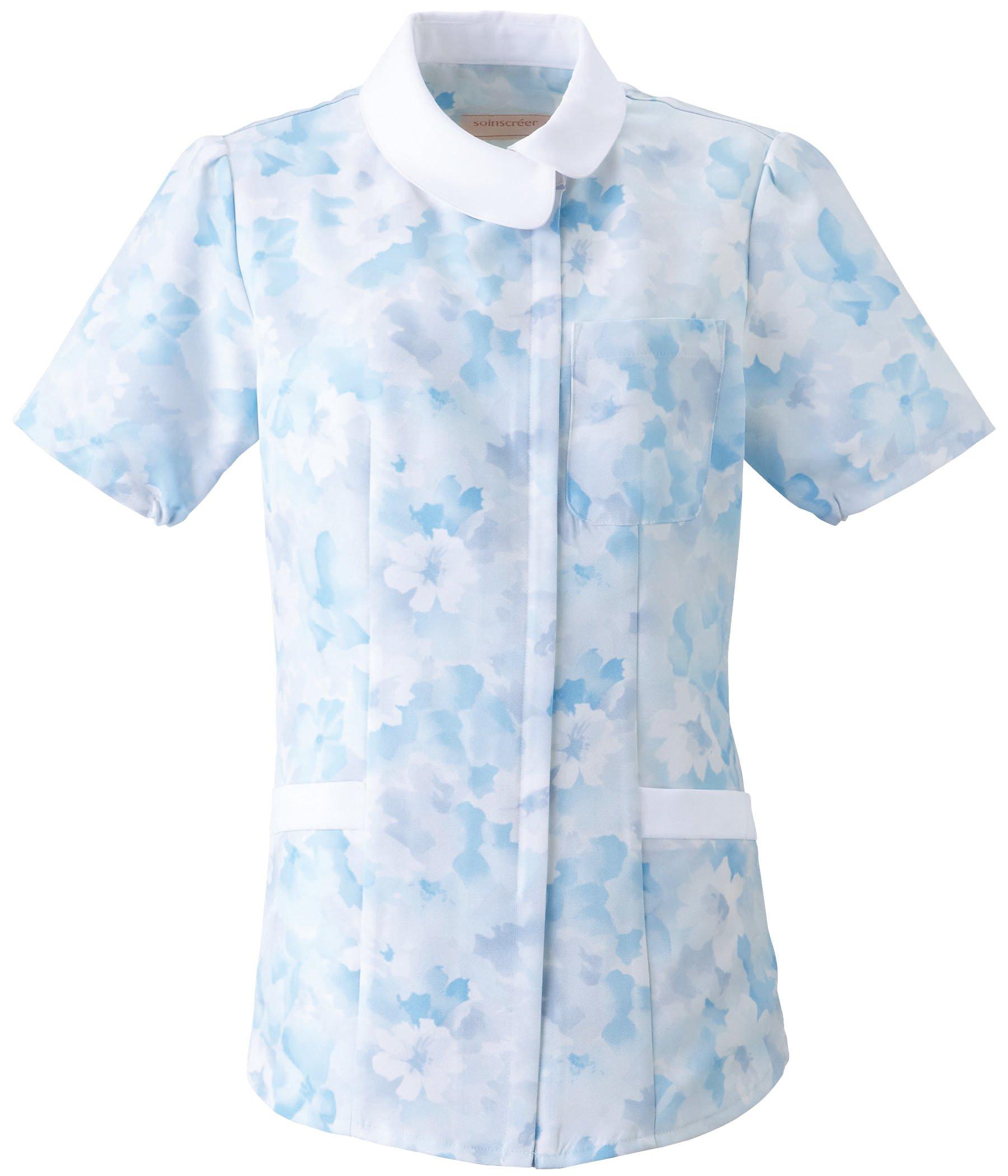 

Tunic Floral Print Scrub Medical Nursing Care 2144 Blue Japan LL to Japanese size [Fork] Women s (equivalent XL) синій